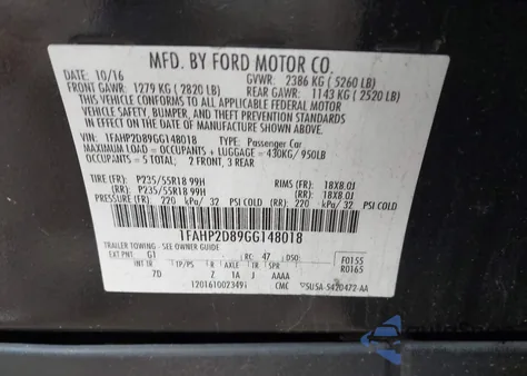 2016 Ford Taurus Se из США, поврежденный, VIN 1FAHP2D89GG148018